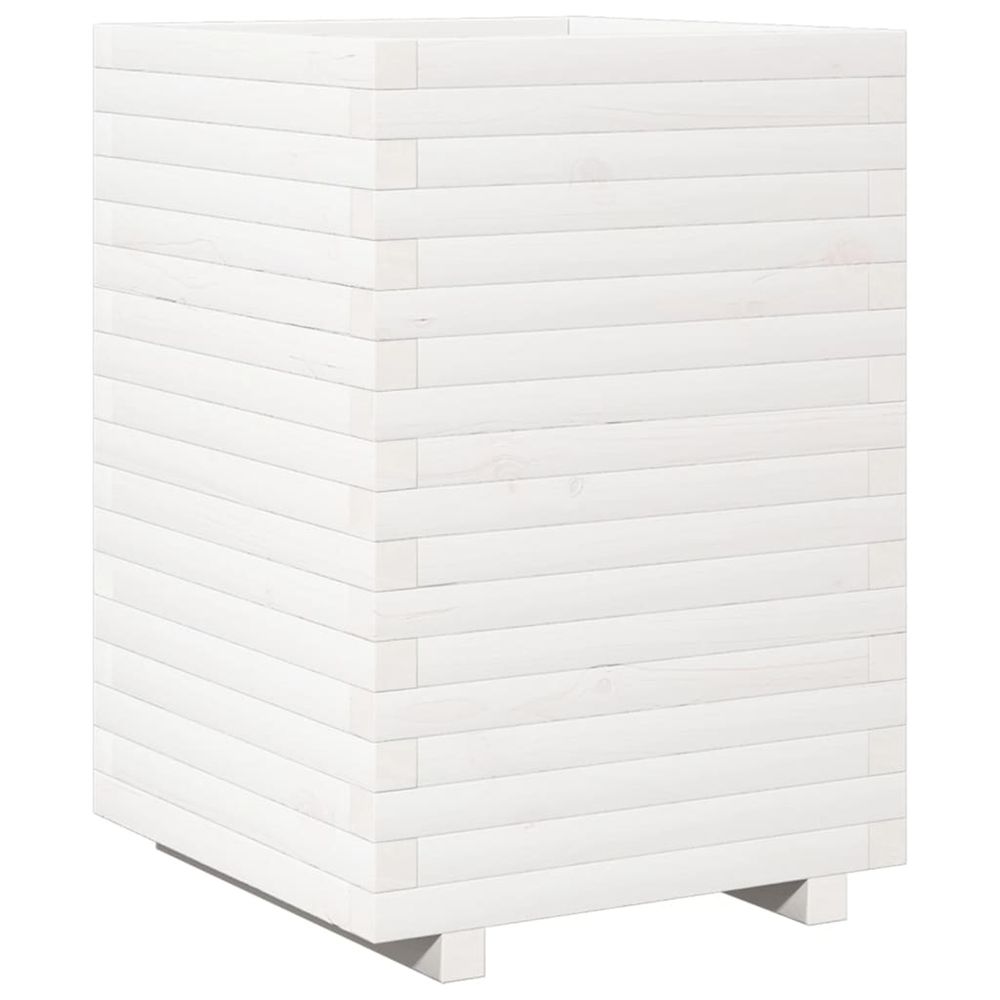Jardinière d'extérieur blanc 50x50x72 cm bois de pin massif