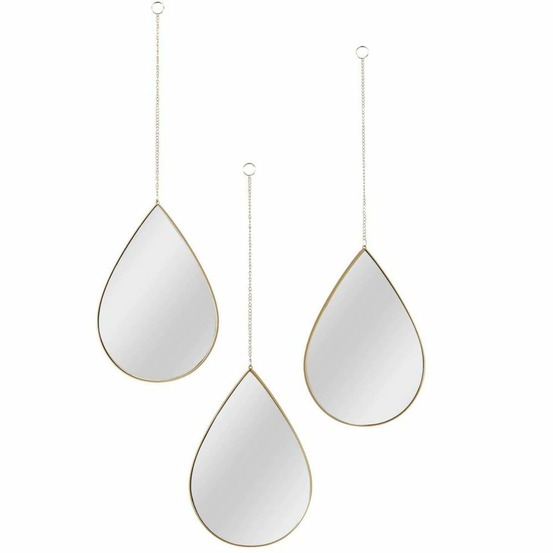 Miroir suspendu goutte doré (lot de 3)