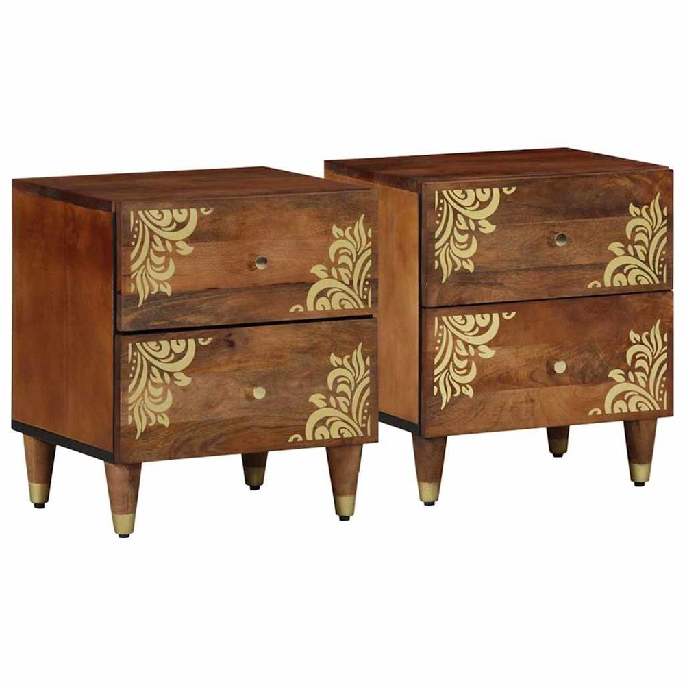 Cabinet de chevet 2 pièces marron miel 40 x 33 x 46 cm