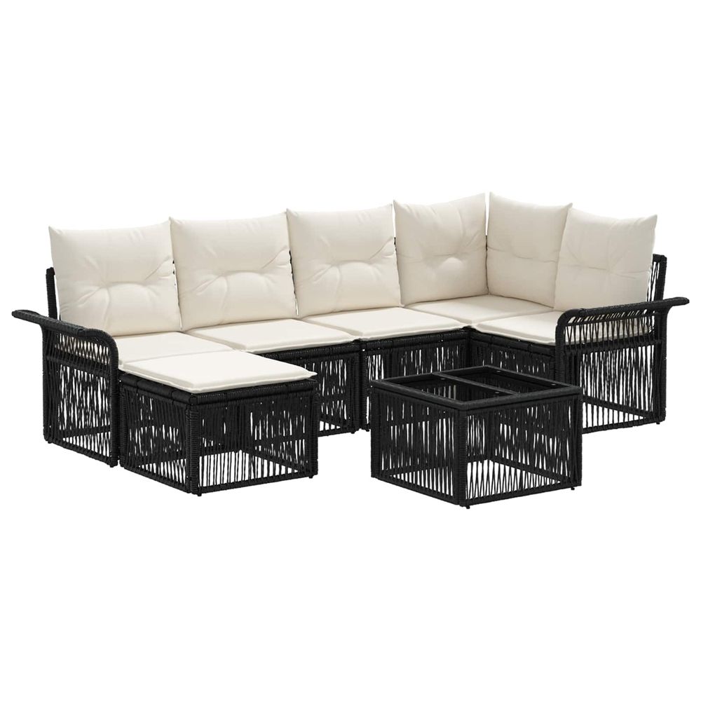 Ensemble de canapé de jardin 7 pc noir polyrotin