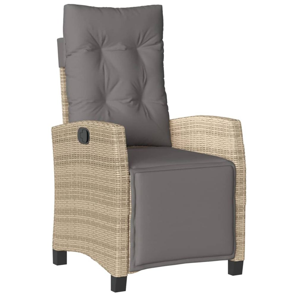 Chaise inclinable de jardin et repose-pied mélange beige rotin