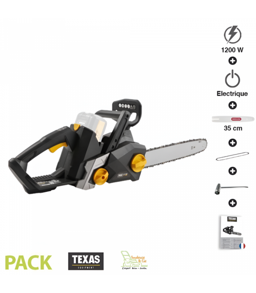 Tronçonneuse sans fil à batterie 1200w guide 35 cm texas csx4000 sans chargeur ni batterie
