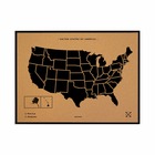 Carte en liège - woody map natural usa / 90 x 60 cm / noir / cadre noir
