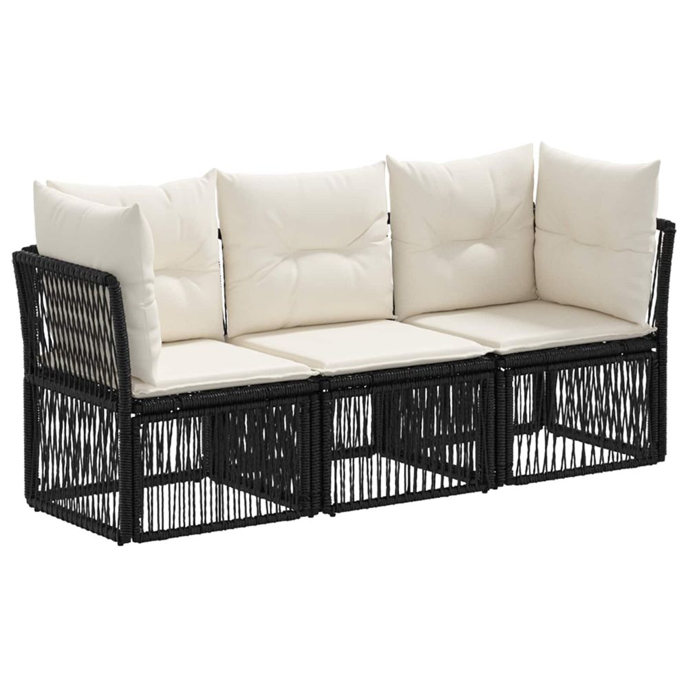 Ensemble de canapé de jardin 3 pc noir polyrotin