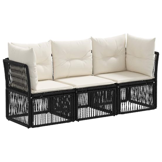 Ensemble de canapé de jardin 3 pc noir polyrotin