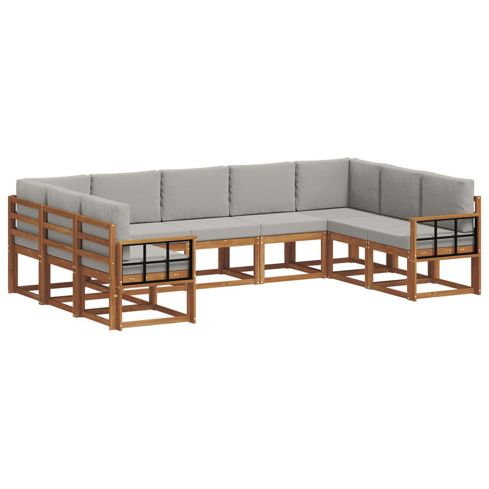 Ensemble de canapés d'extérieur 9 pcs gris naturel et clair