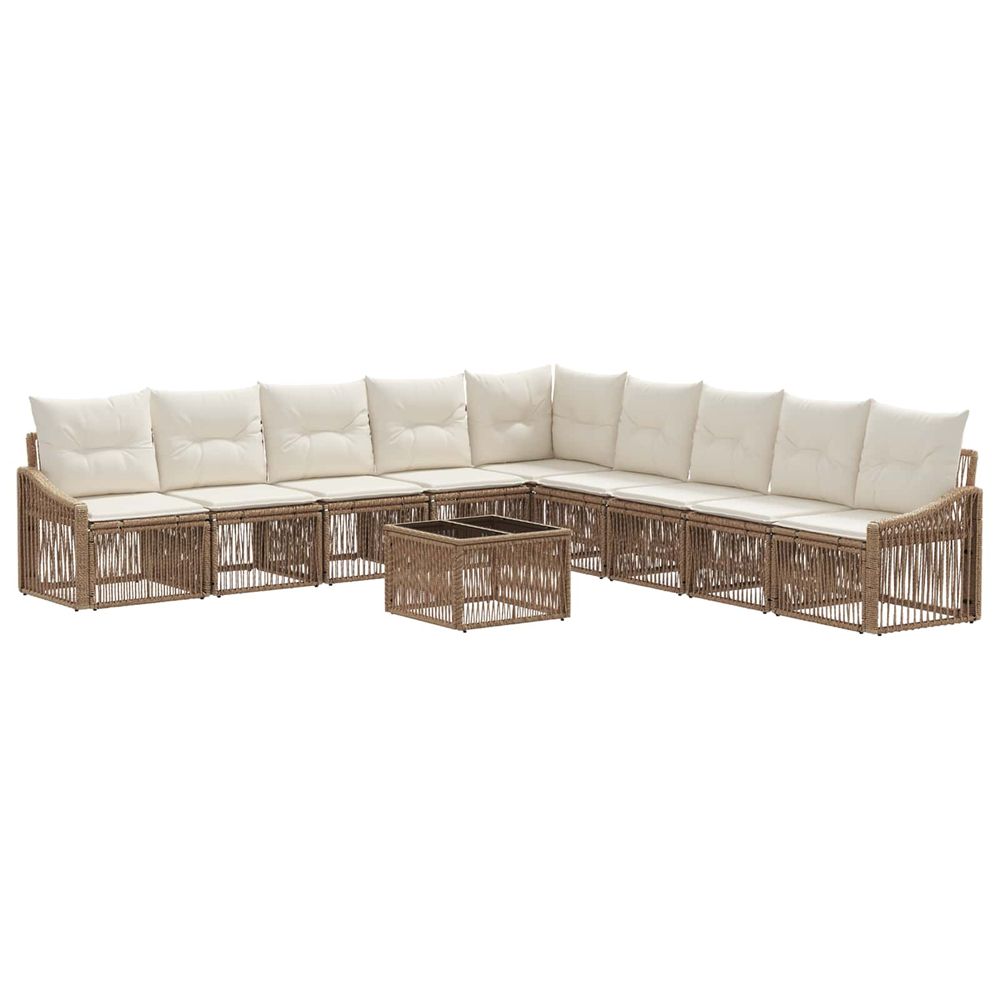 Ensemble de canapé de jardin 10 pc beige polyrotin