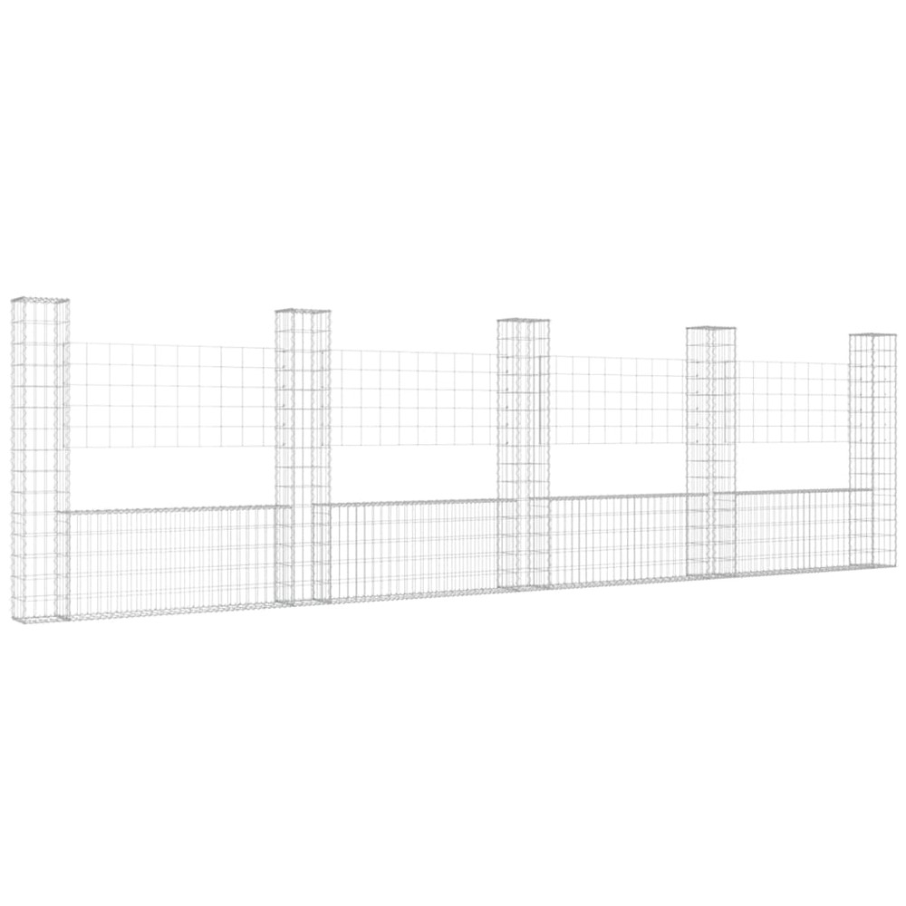 Panier de gabion en forme de u avec 5 poteaux fer 500x20x150 cm