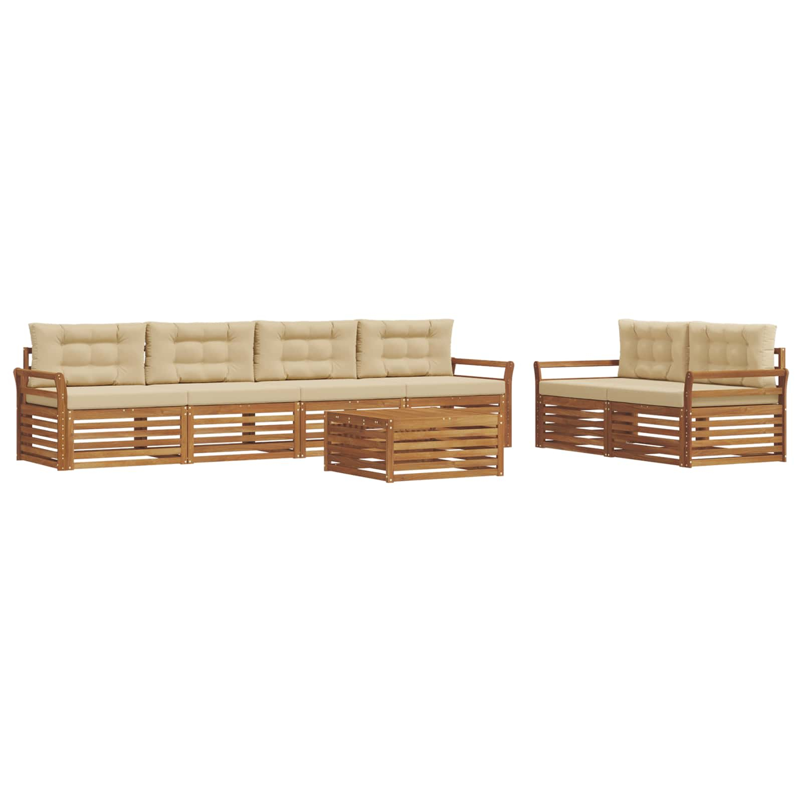 Ensemble de canapés d'extérieur 7 pcs naturel et beige