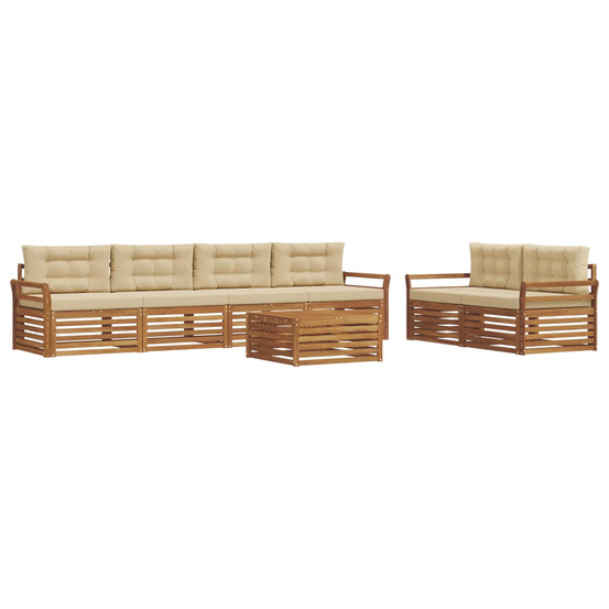 Ensemble de canapés d'extérieur 7 pcs naturel et beige