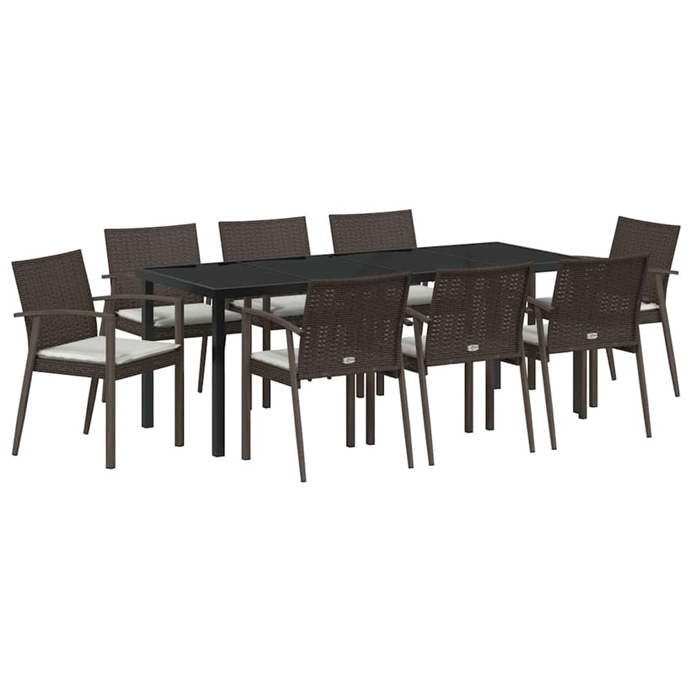 Ensemble de salle à manger pour jardin 9 pcs marron et noir