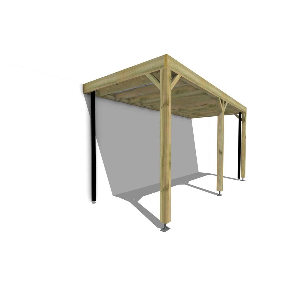 Carport bois • 5m x 2m • adossée • sens profondeur • livraison comprise