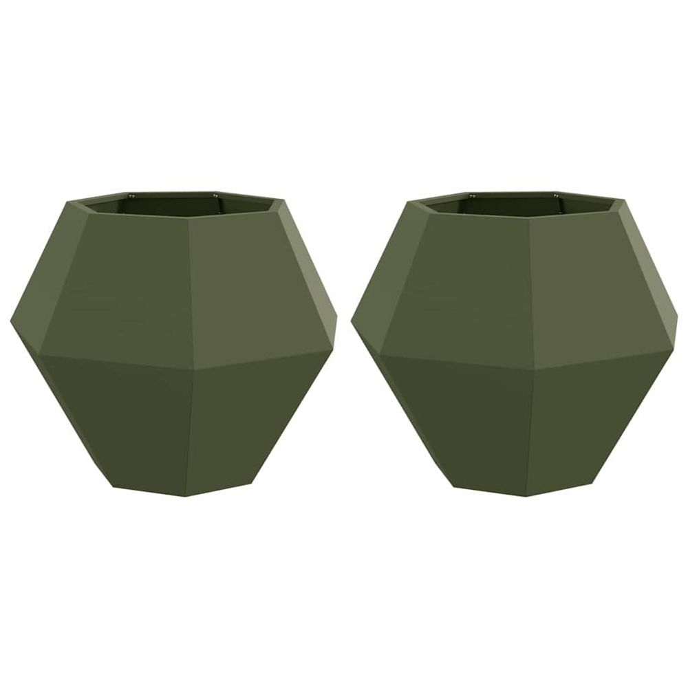 Jardinière 2 pc vert olive 75 x 75 x 60 cm acier