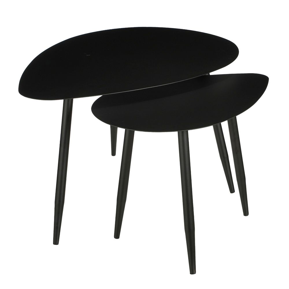 Mica decorations set de 2 tables noires - table basse au design industriel - table de nuit polyvalente en métal - table ronde