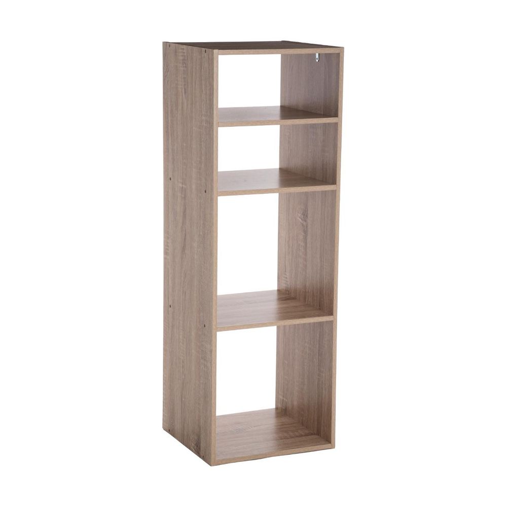 Meuble étagère 4 cases de rangement effet bois naturel h 100.5 cm