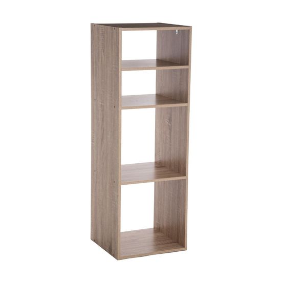Meuble étagère 4 cases de rangement effet bois naturel h 100.5 cm