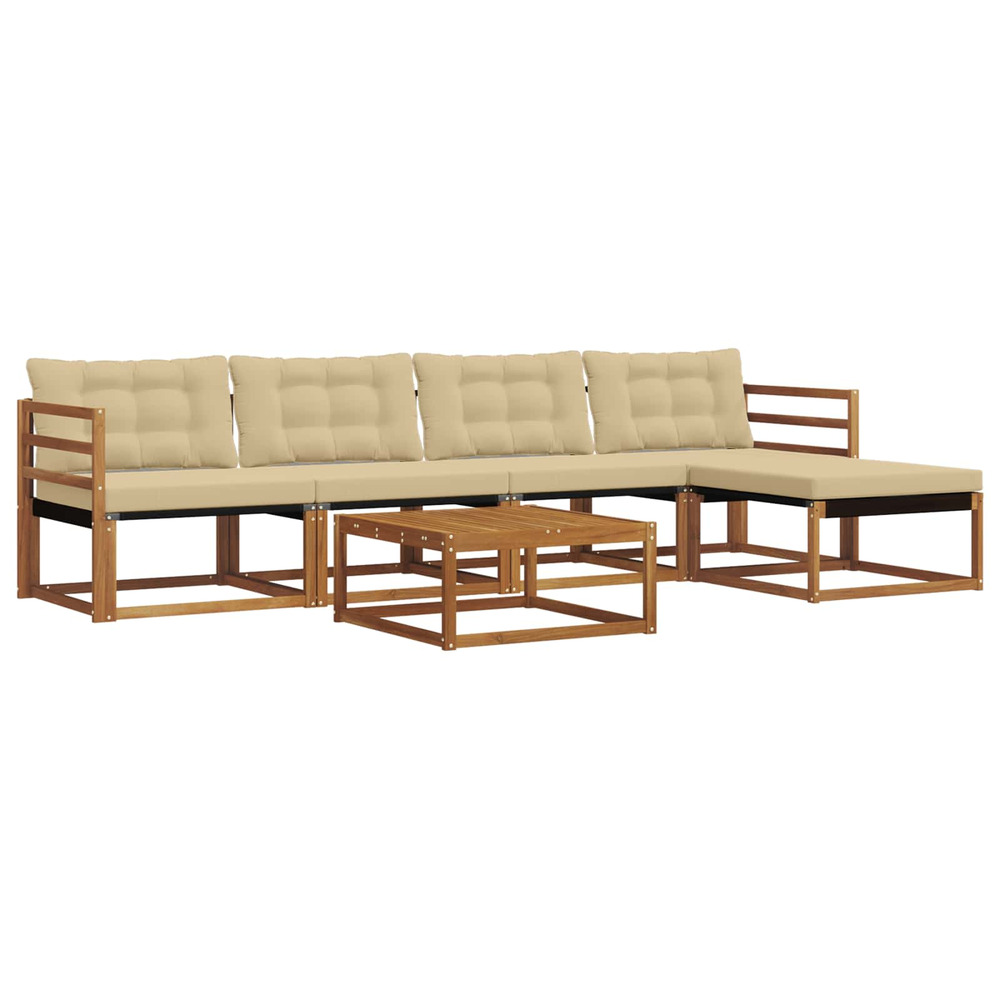 Ensemble de canapés d'extérieur 6 pcs naturel et beige