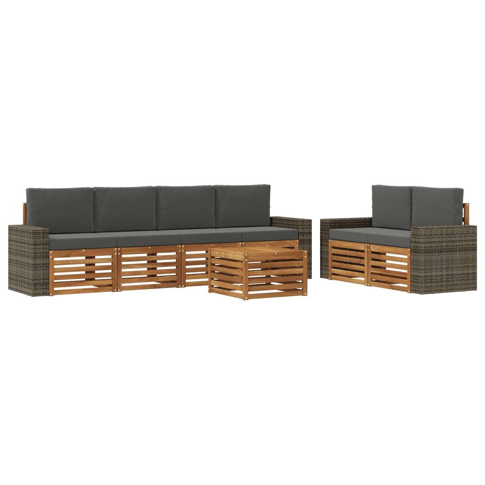 Ensemble de canapés d'extérieur 7 pc naturel et anthracite