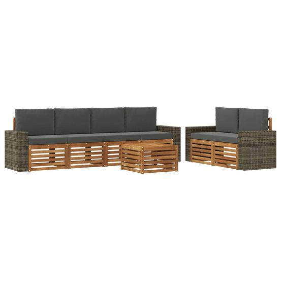Ensemble de canapés d'extérieur 7 pc naturel et anthracite