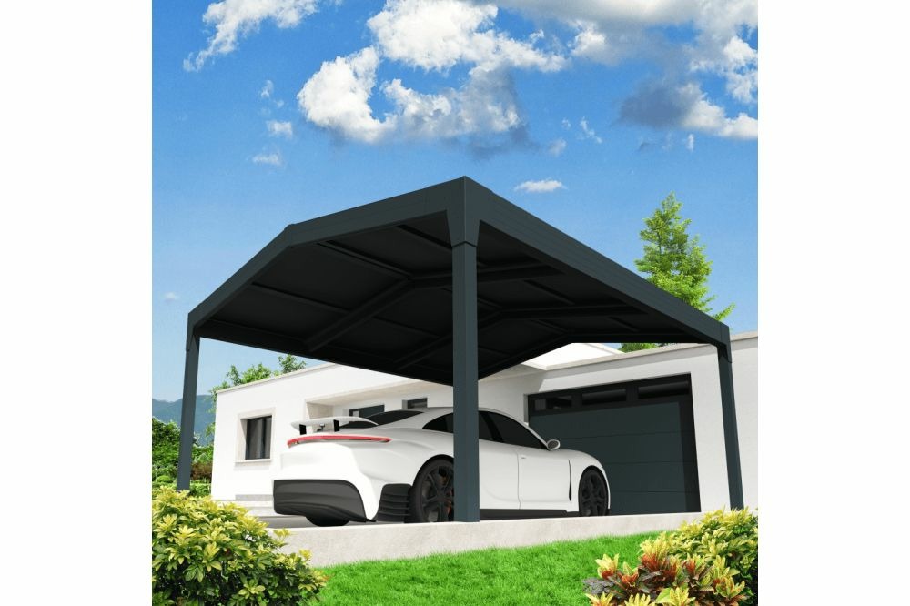 Carport solaire energy 2 pentes gris anthracite 3,617x4,732m 3200w + led