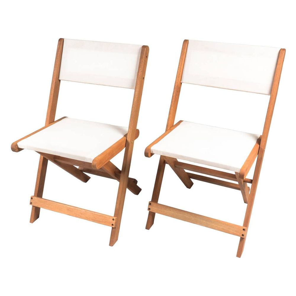 Lot de 2 chaises pliantes en bois exotique 