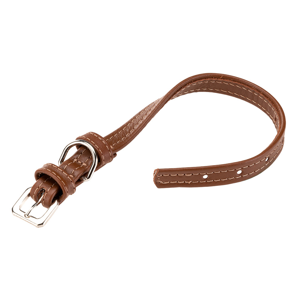 Collier pour chiens vogue cf15/29, cuir véritable, réglable, boucle en métal, marron