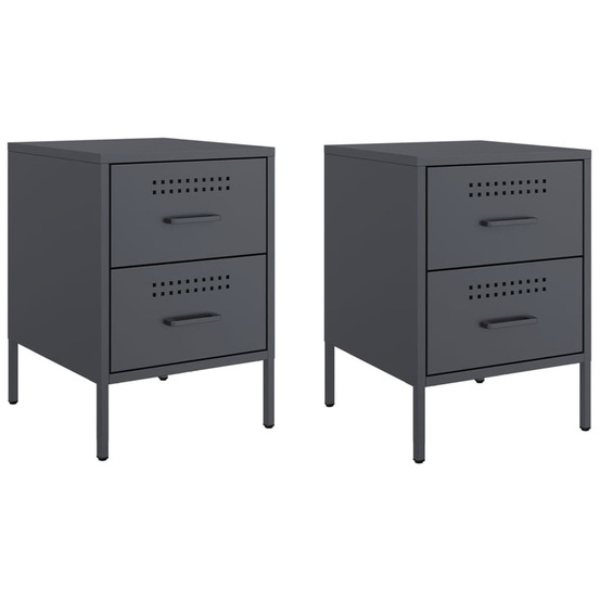 Tables de chevet 2 pcs anthracite 36x39x50,5 cm acier