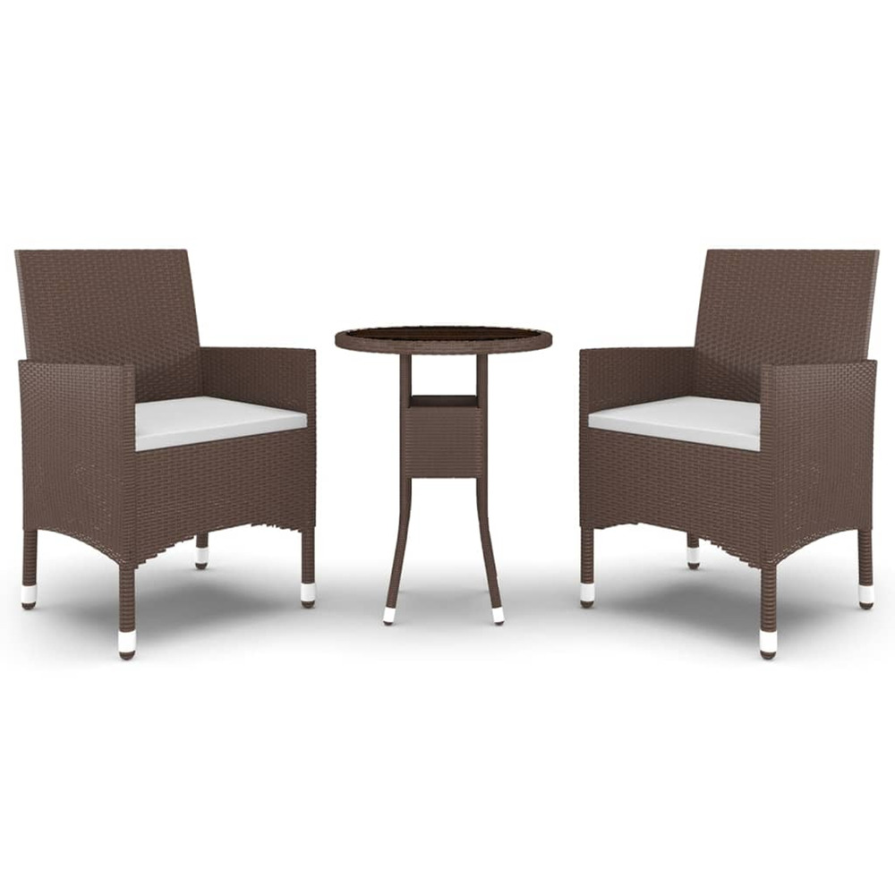 Ensemble à manger de jardin 3pcs résine tressée marron