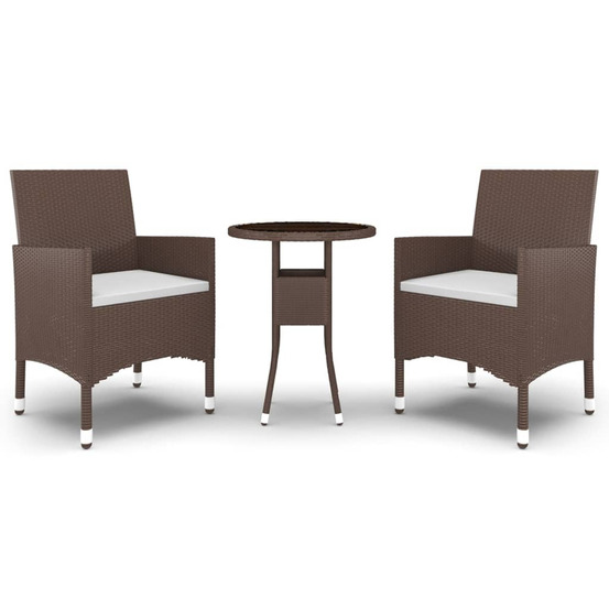 Ensemble à manger de jardin 3pcs résine tressée marron