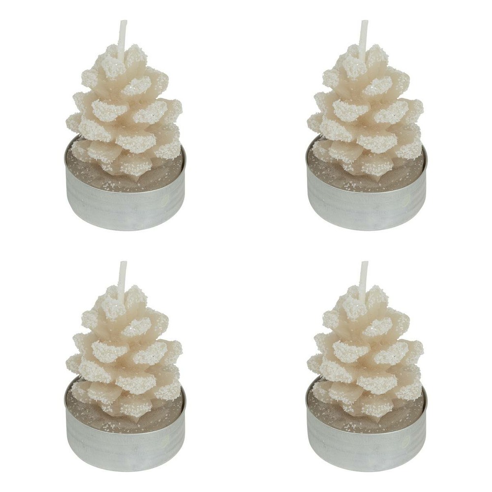 Lot de 4 bougies chauffe-plats 100g pomme de pain enneigée