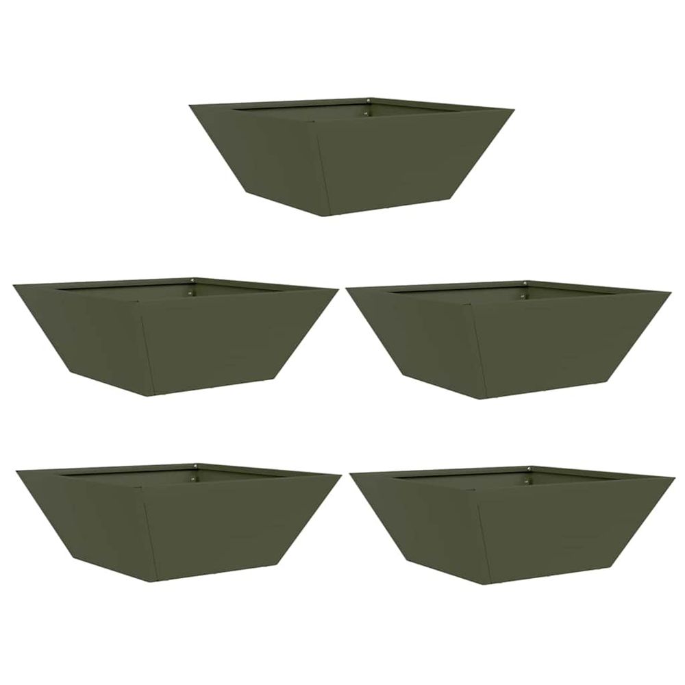 Cache-pot de jardin 5 pc vert olive 40 x 40 x 15 cm