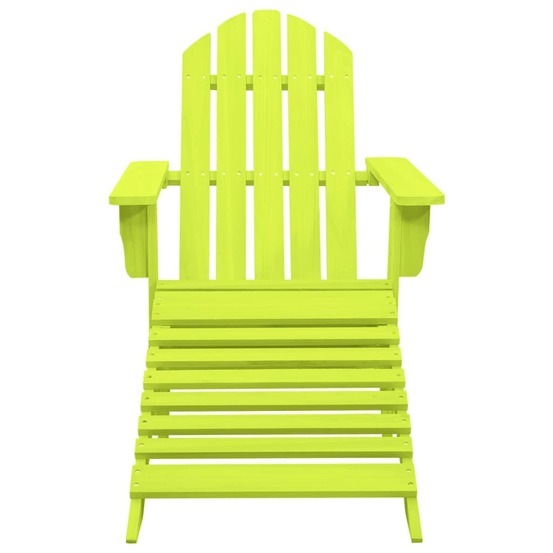 Chaise de jardin adirondack avec pouf bois de sapin solide vert
