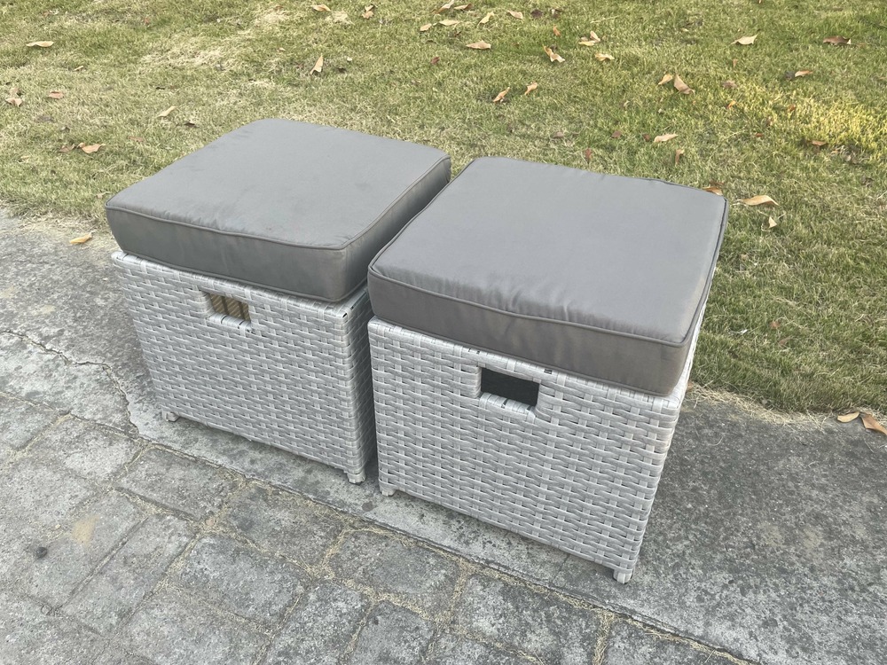 Mobilier de jardin extérieur 2 pcs petit tabourets gris clair repose-pied