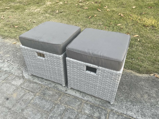 Mobilier de jardin extérieur 2 pcs petit tabourets gris clair repose-pied