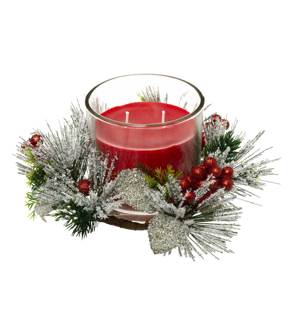 Centre de table bougie parfumée avec déco de noël 270 g