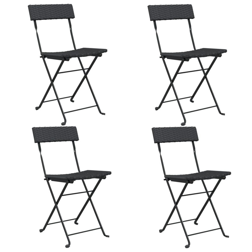 Chaises de bistrot pliantes lot de 4 noir résine tressée acier