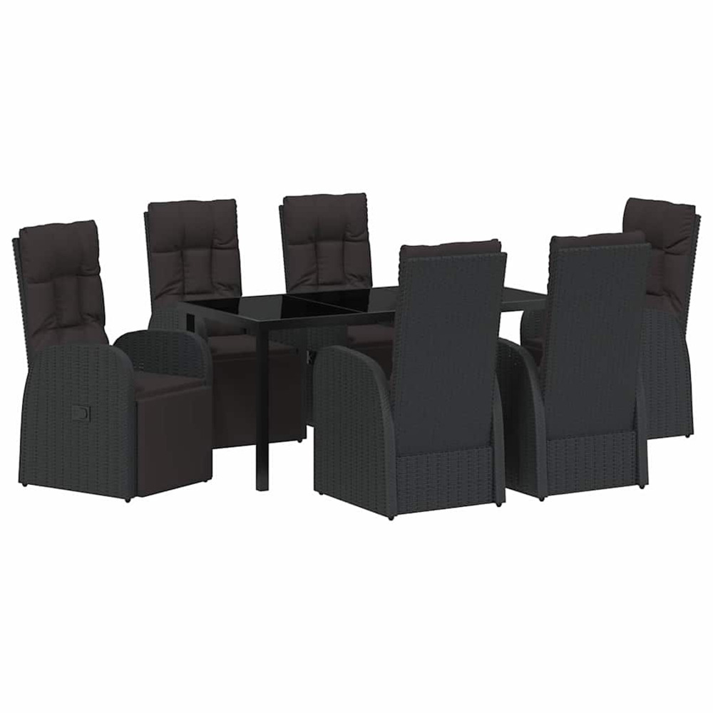 Ensemble de salle à manger pour jardin 7 pcs noir polyrotin