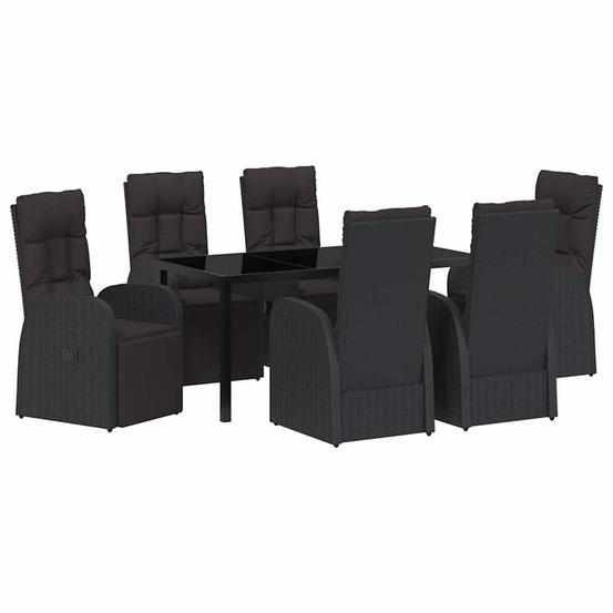 Ensemble de salle à manger pour jardin 7 pcs noir polyrotin