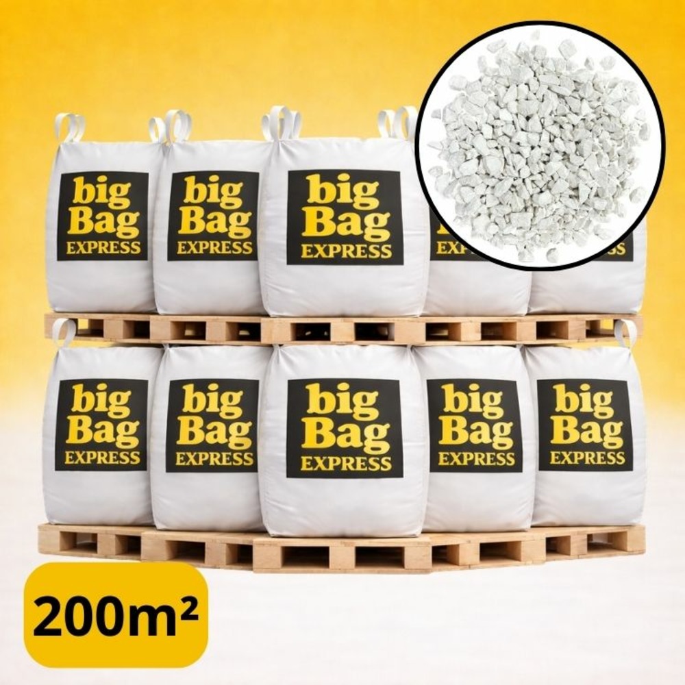 Pack 10 x big bag de +/- 1,5t ≃ 200m² gravillon calcaire super blanc ø 6/14 mm - livraison premium
