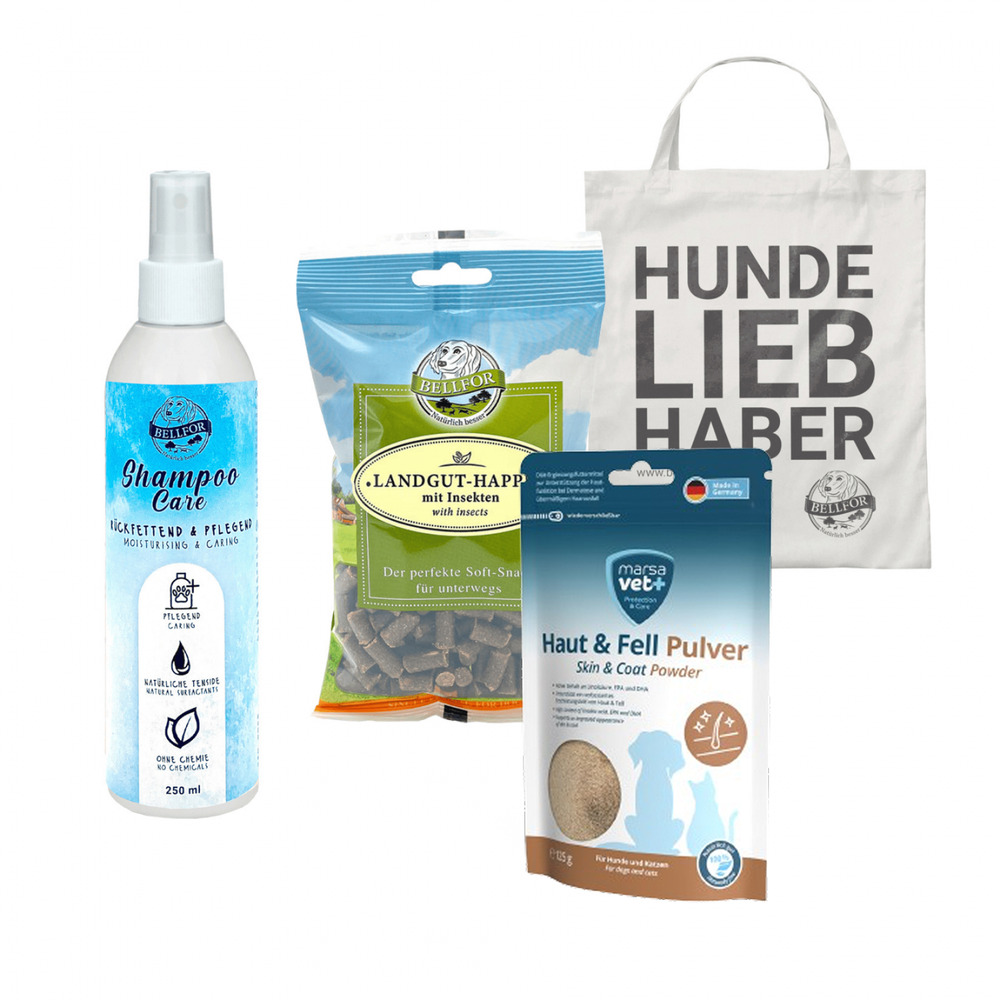 Set spécial soin du corps pour chien avec shampooing hydratant