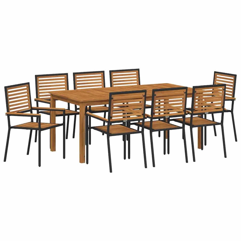 Ensemble de salle à manger pour jardin 9 pcs noir