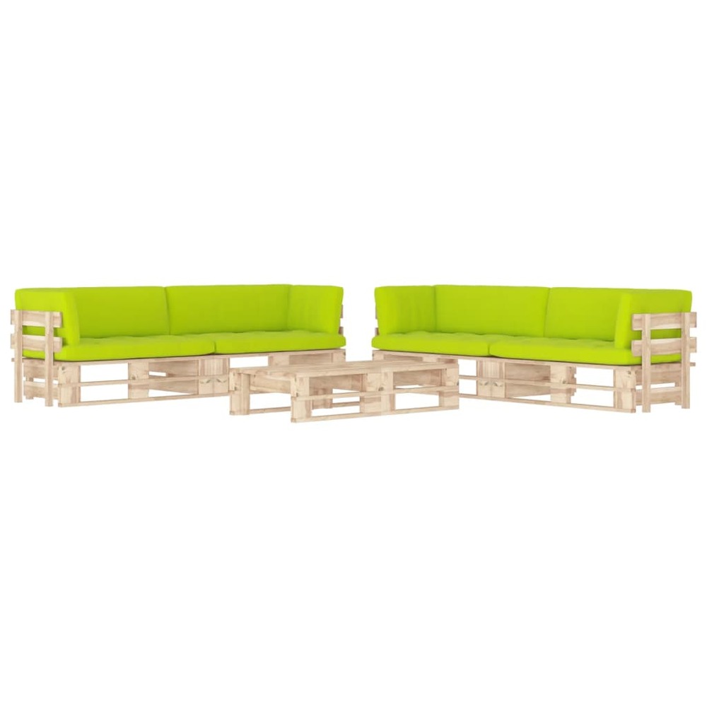 Salon de jardin meuble d'extérieur ensemble de mobilier palette 6 pièces avec coussins bois de pin imprégné
