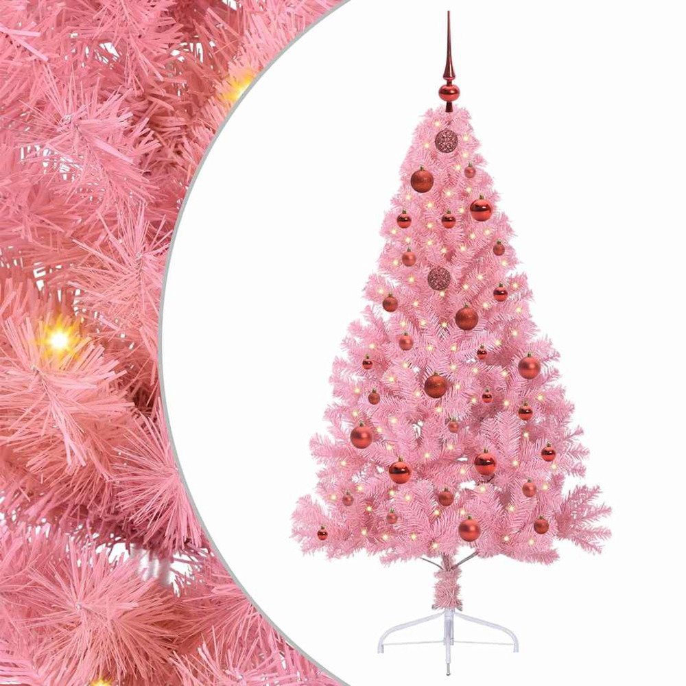 Sapin de noël artificiel pré-éclairé rose 150 cm pvc