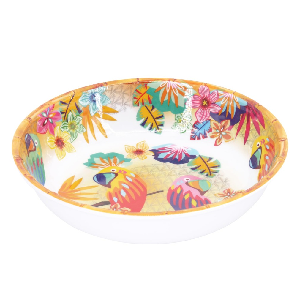 Grande assiette creuse en mélamine pure - 23 cm - perroquets de bahia