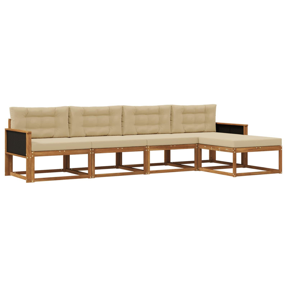 Ensemble de canapés d'extérieur 5 pcs naturel et beige