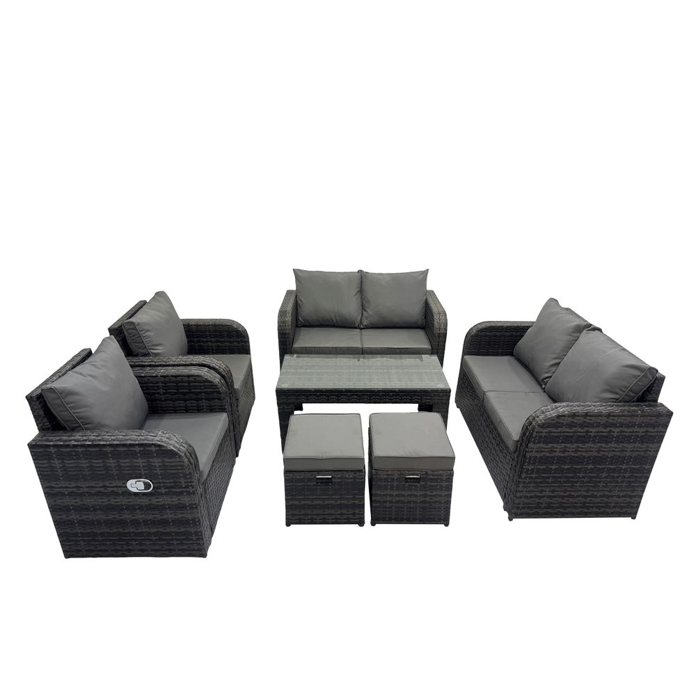 Ensembles de meubles de jardin 8 places ensemble de canapés en rotin avec table basse chaise inclinable 2 petits tabourets