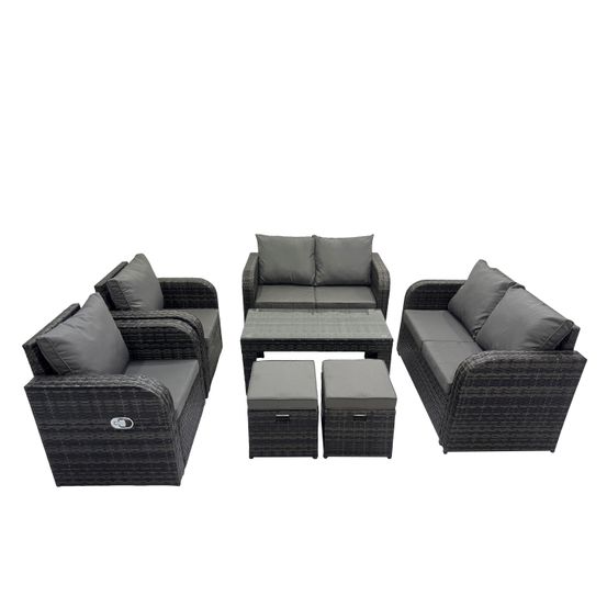 Ensembles de meubles de jardin 8 places ensemble de canapés en rotin avec table basse chaise inclinable 2 petits tabourets