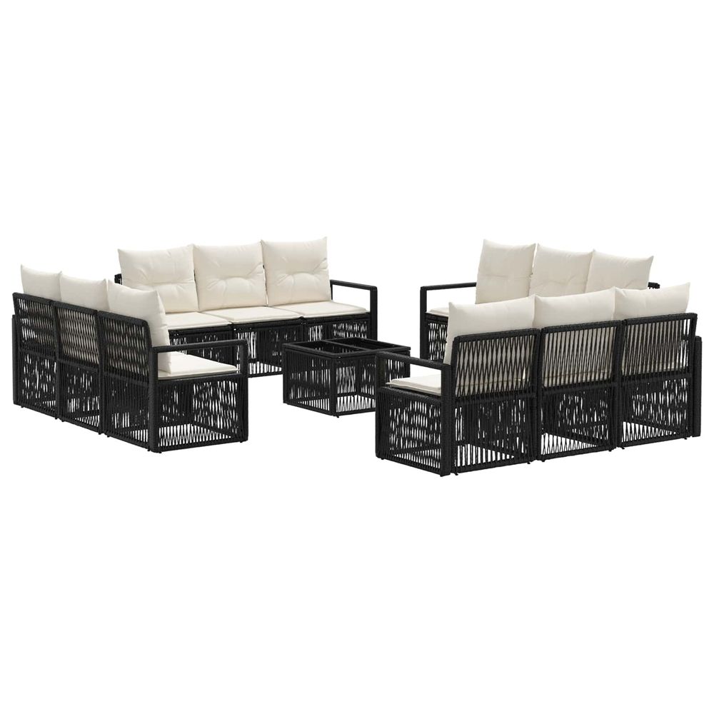 Ensemble de canapé de jardin 13 pc noir polyrotin