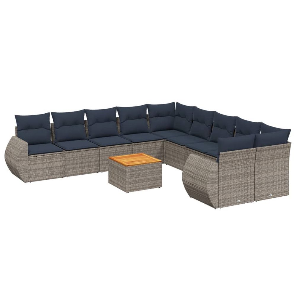 Ensemble de canapé de jardin 11 pcs avec coussins gris