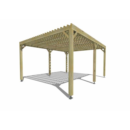 Pergola bois • 5m x 4m • indépendante • sens profondeur • lattage bois • livraison comprise